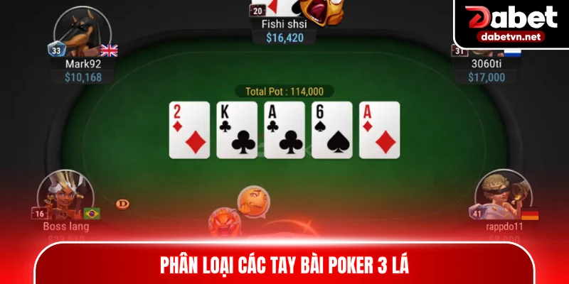 Phân loại các tay bài Poker 3 lá