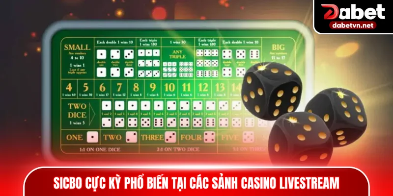 Sic Bo cực kỳ phổ biến tại các sảnh casino livestream